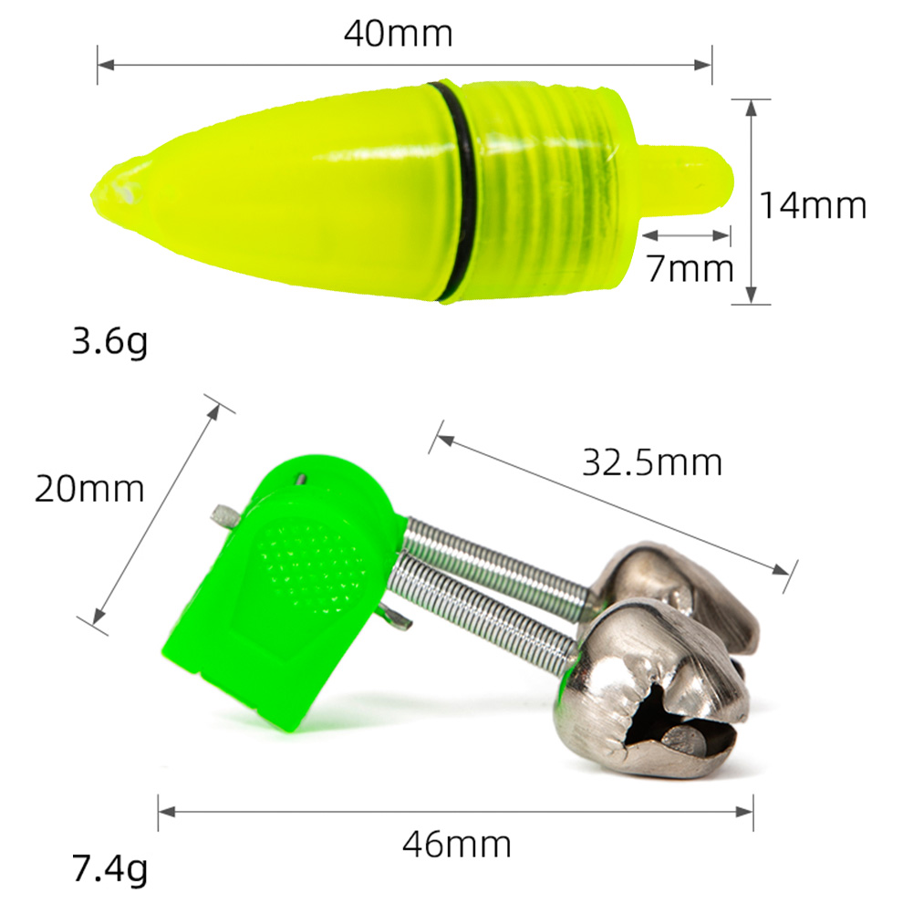 thumbnail image 2 of 10 Uds LED caña de pescar nocturna cebo de mordida anillo de luz de alarma indicador de alerta de campana doble, 2 of 7