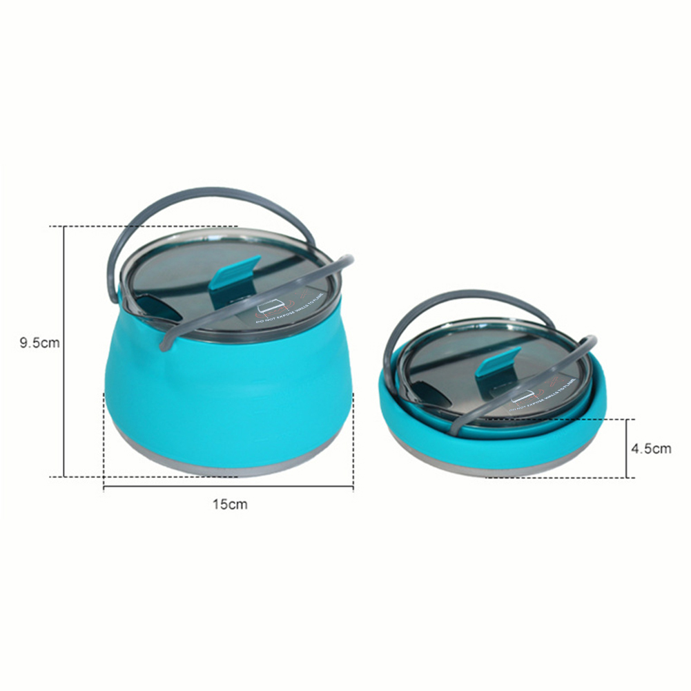 thumbnail image 2 of Olla de cocina para acampar de 1L, hervidor de agua para acampar sin BPA, hervidor de silicona para exteriores para senderismo, 2 of 9