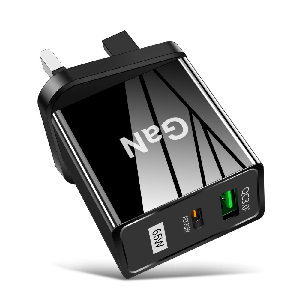 thumbnail image 3 of Cargador 65W GaN 2 Puertos QC3.0 Rápido para iPhone 13 Pro Reino Unido Negro Ehuebsd, 3 of 7