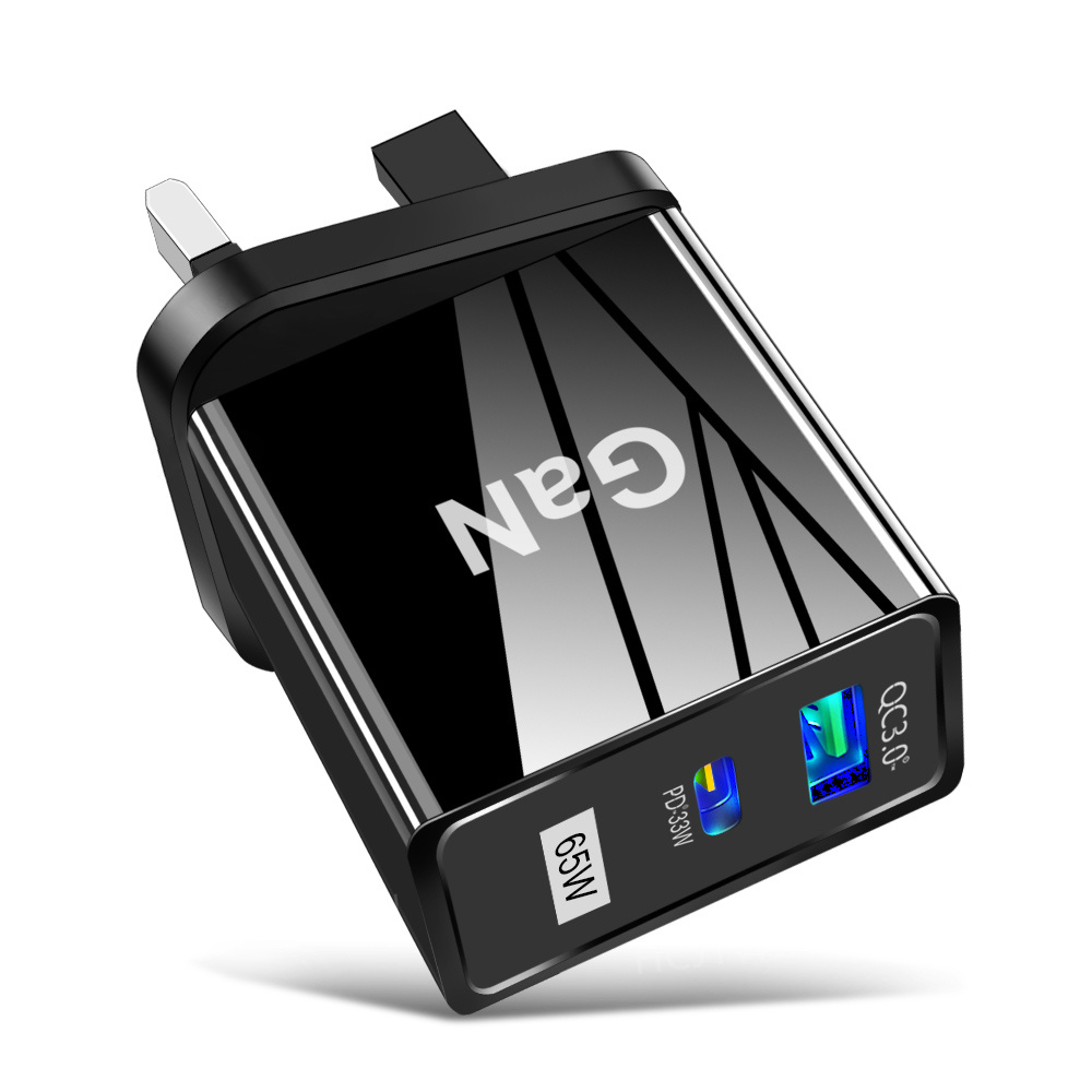 thumbnail image 2 of Cargador 65W GaN 2 Puertos QC3.0 Rápido para iPhone 13 Pro Reino Unido Negro Ehuebsd, 2 of 7
