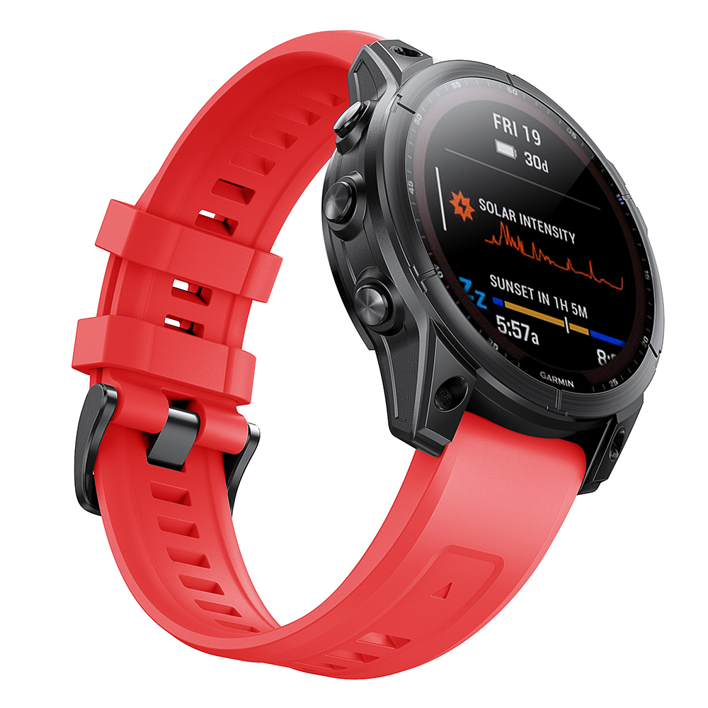 thumbnail image 3 of Correa de silicona de 22 mm para reloj Fenix ​​7/6/6 Pro/5/5 Plus, color rojo, 3 of 6