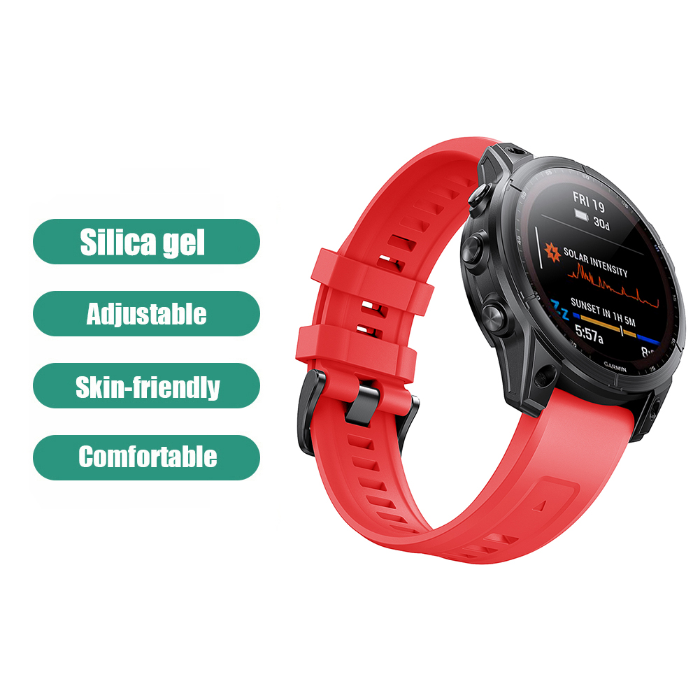 thumbnail image 4 of Correa de silicona de 22 mm para reloj Fenix ​​7/6/6 Pro/5/5 Plus, color rojo, 4 of 6