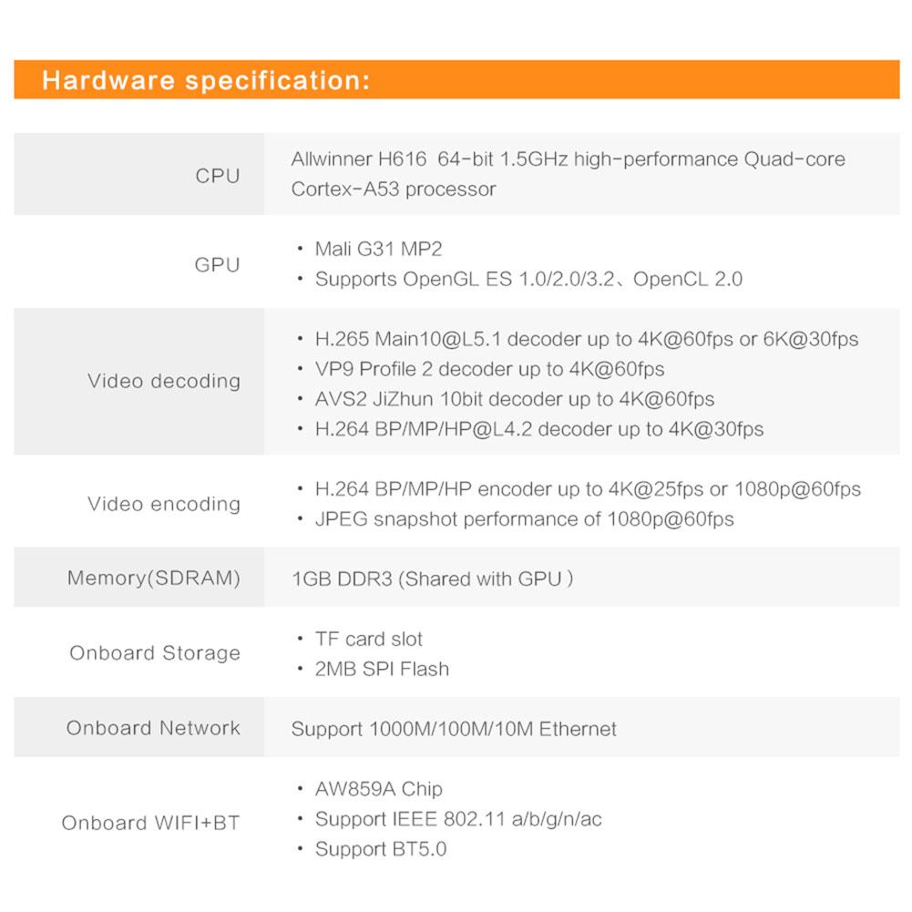 thumbnail image 2 of Placa Orange Pi Zero 2, 1GB de RAM, cuatro núcleos, WIFI de doble banda, placa de código abierto, 2 of 6