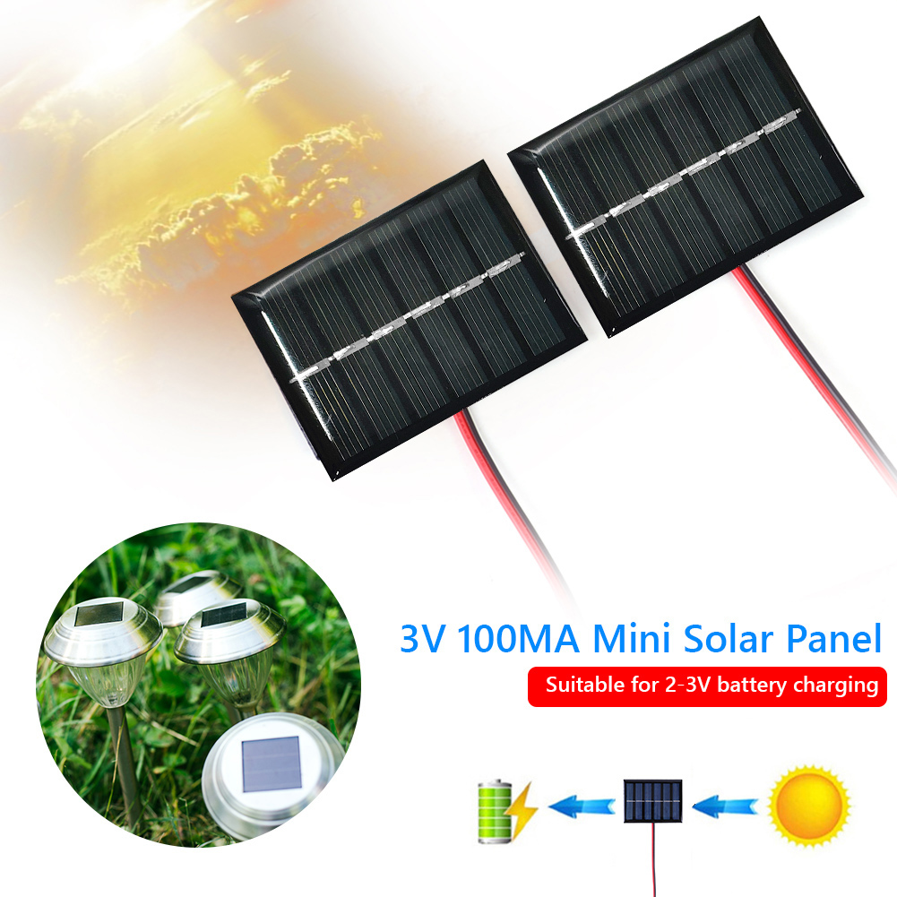 thumbnail image 4 of Panel solar de 1/2 piezas 100MA 1W 3V Célula solar con cable para carga de batería de 2-3V, 4 of 9