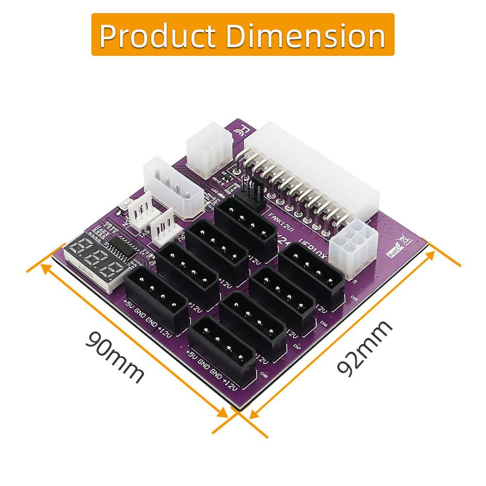 thumbnail image 1 of Placa de conexión de potencia ATX con conectores de alimentación de 4 y 6 pines para minería, 1 of 5