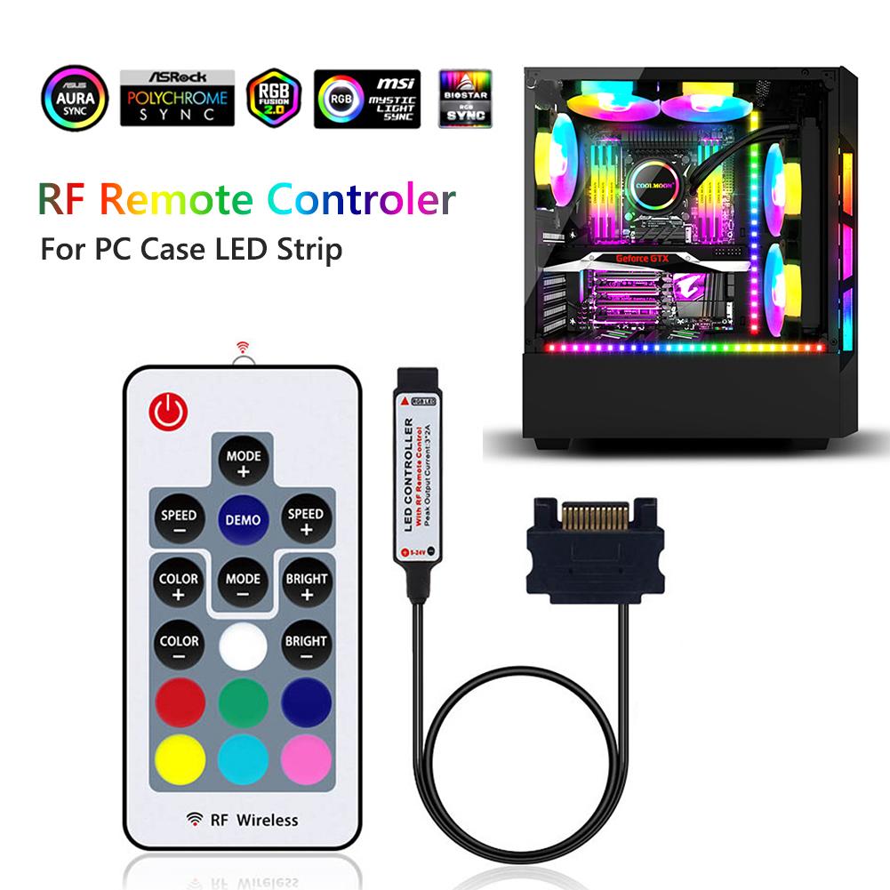 thumbnail image 4 of Controlador RGB SATA de 12V, control remoto RF para caja de PC, tira LED, 4 of 5