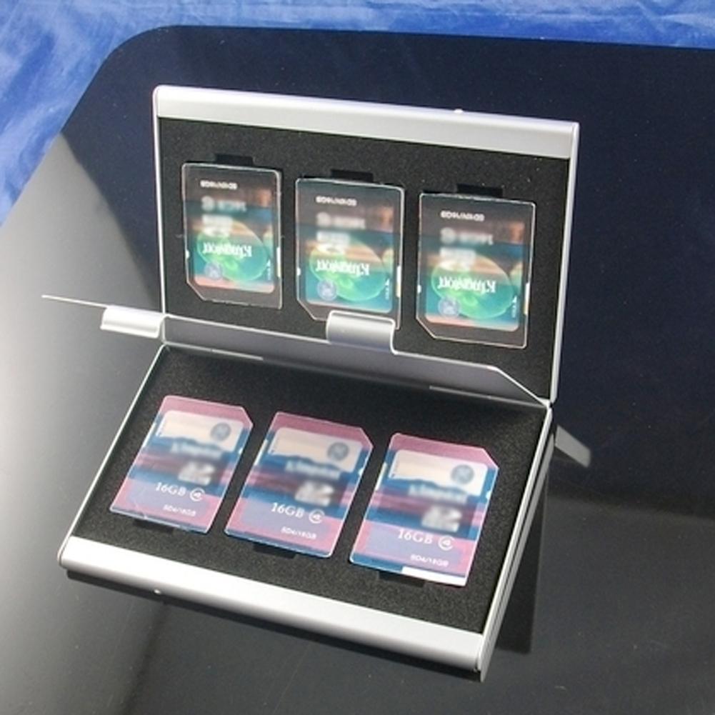 thumbnail image 4 of Caja protectora de tarjeta de memoria de aluminio y Metal, estuche protector de almacenamiento, 6x SD/SDHC/MMC, 4 of 6