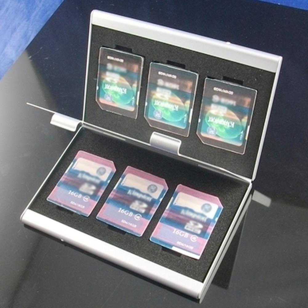 thumbnail image 5 of Caja protectora de tarjeta de memoria de aluminio y Metal, estuche protector de almacenamiento, 6x SD/SDHC/MMC, 5 of 6