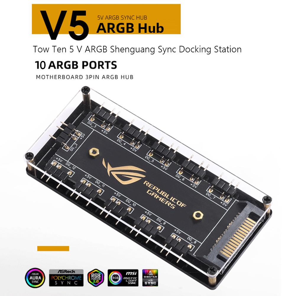thumbnail image 4 of RGB Fan Hub ARGB Cable Splitter Hub Adaptador Computadora PC Accesorios (SATA), 4 of 9