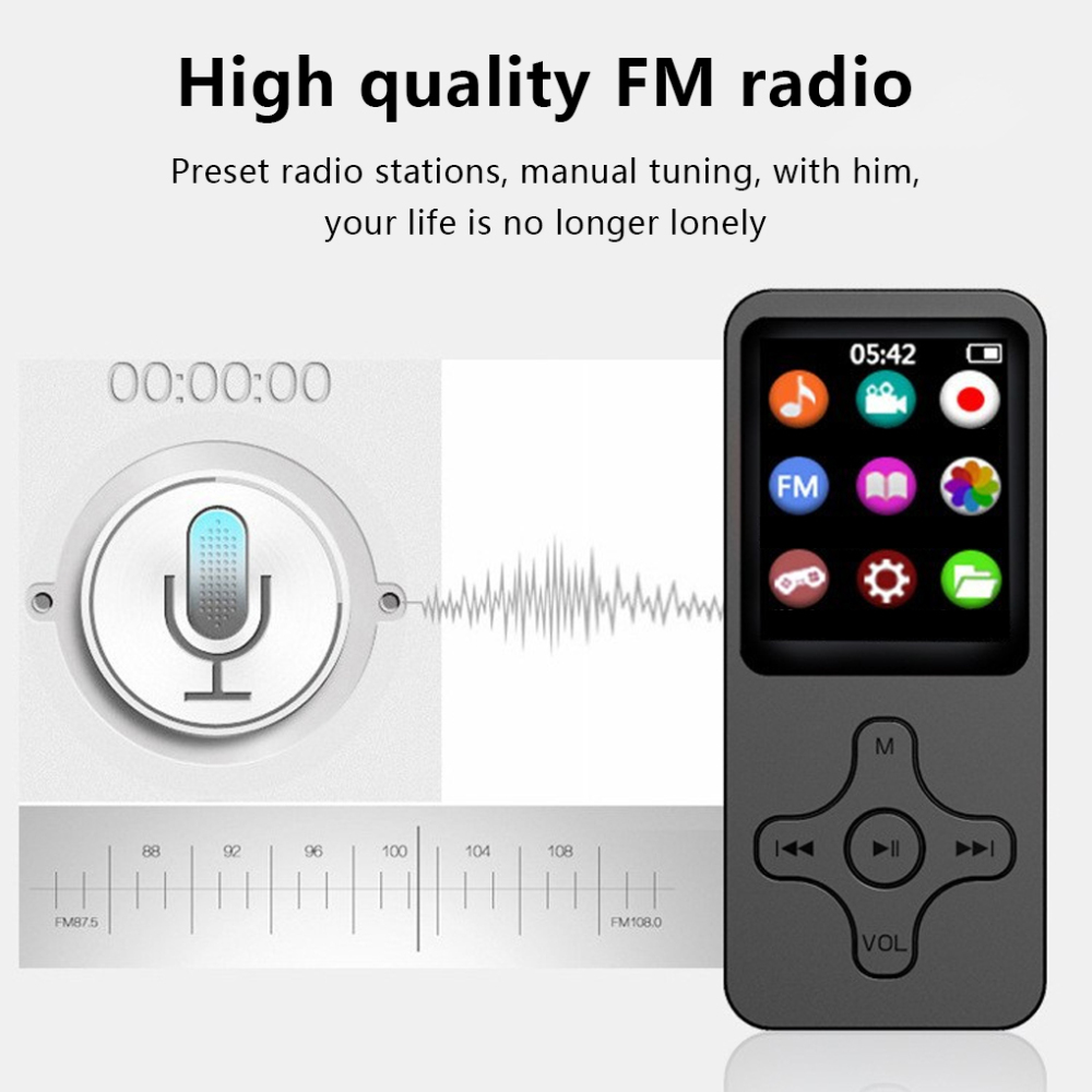 thumbnail image 1 of HiFi MP3 MP4 Player FM Radio Bluetooth-compatible 5.0 Video Walkman para estudiante, 1 of 9