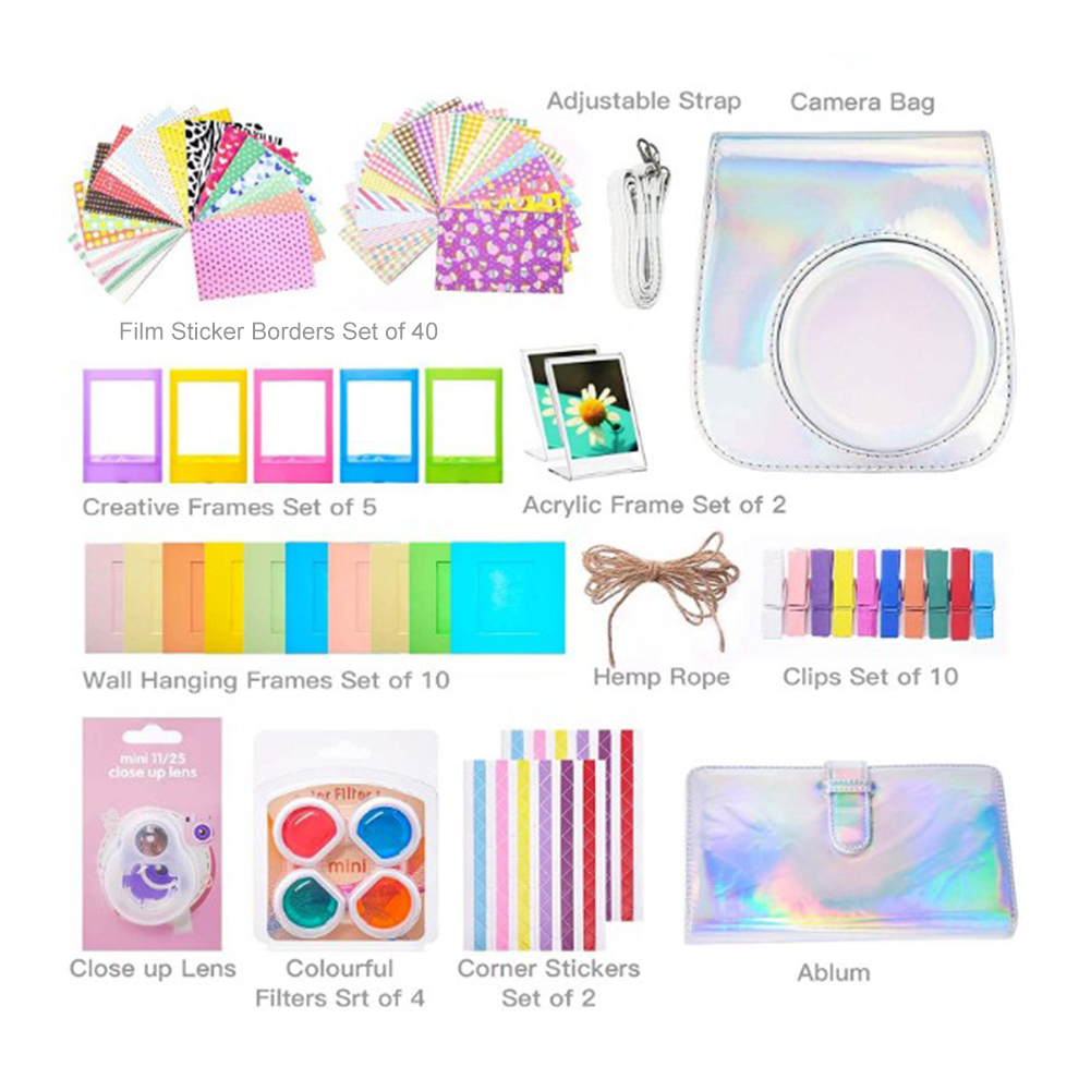 thumbnail image 1 of Bolsa con correa para el hombro 12 en 1, filtros para álbum de fotos, portátil para Instax Mini 11 9 8+, 1 of 9