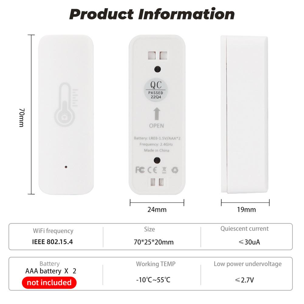 thumbnail image 2 of Sensor inalámbrico de humedad y temperatura Tuya 2,4G WiFi para Amazon Alexa/Google Home, 2 of 7