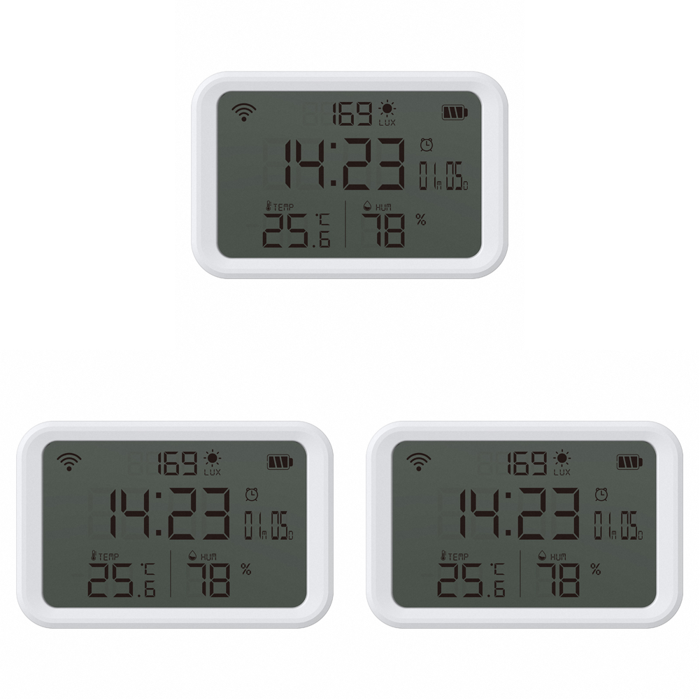 thumbnail image 3 of Tuya WiFi 2,4 GHz 4 en 1 Reloj de iluminación LCD Sensor inteligente de humedad y temperatura, 3 of 9