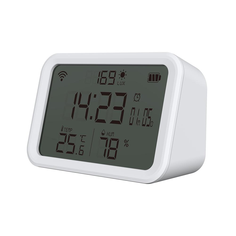 Tuya WiFi 2,4 GHz 4 en 1 Reloj de iluminación LCD Sensor inteligente de humedad y temperatura
