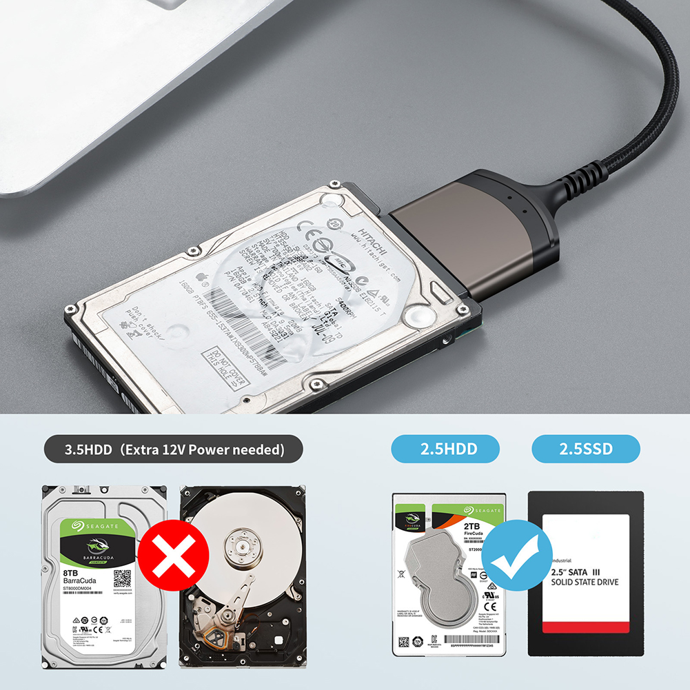 thumbnail image 5 of 23cm USB 3.0/Tipo C a SATA Cable Conector de computadora 1 Gbps para 2.5 Pulgadas SSD HDD, 5 of 9