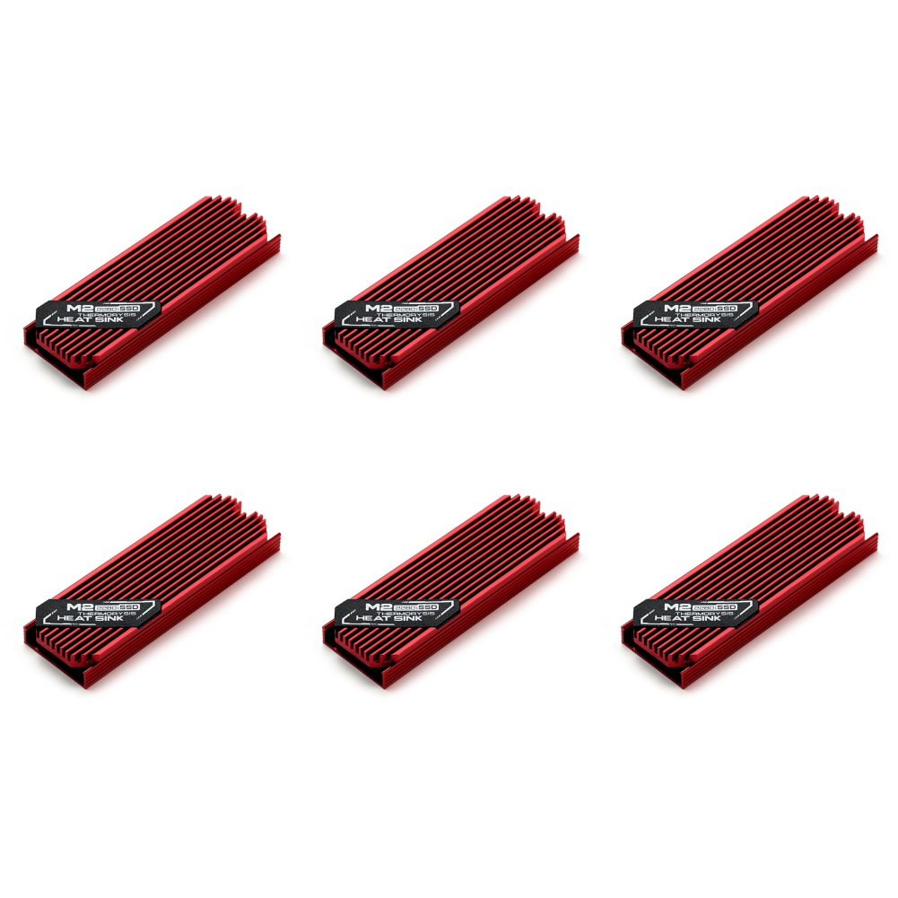 thumbnail image 3 of Radiador de calor disipador de calor disco duro estado sólido M.2 6 piezas para SSD PCIE 2280 rojo, 3 of 8