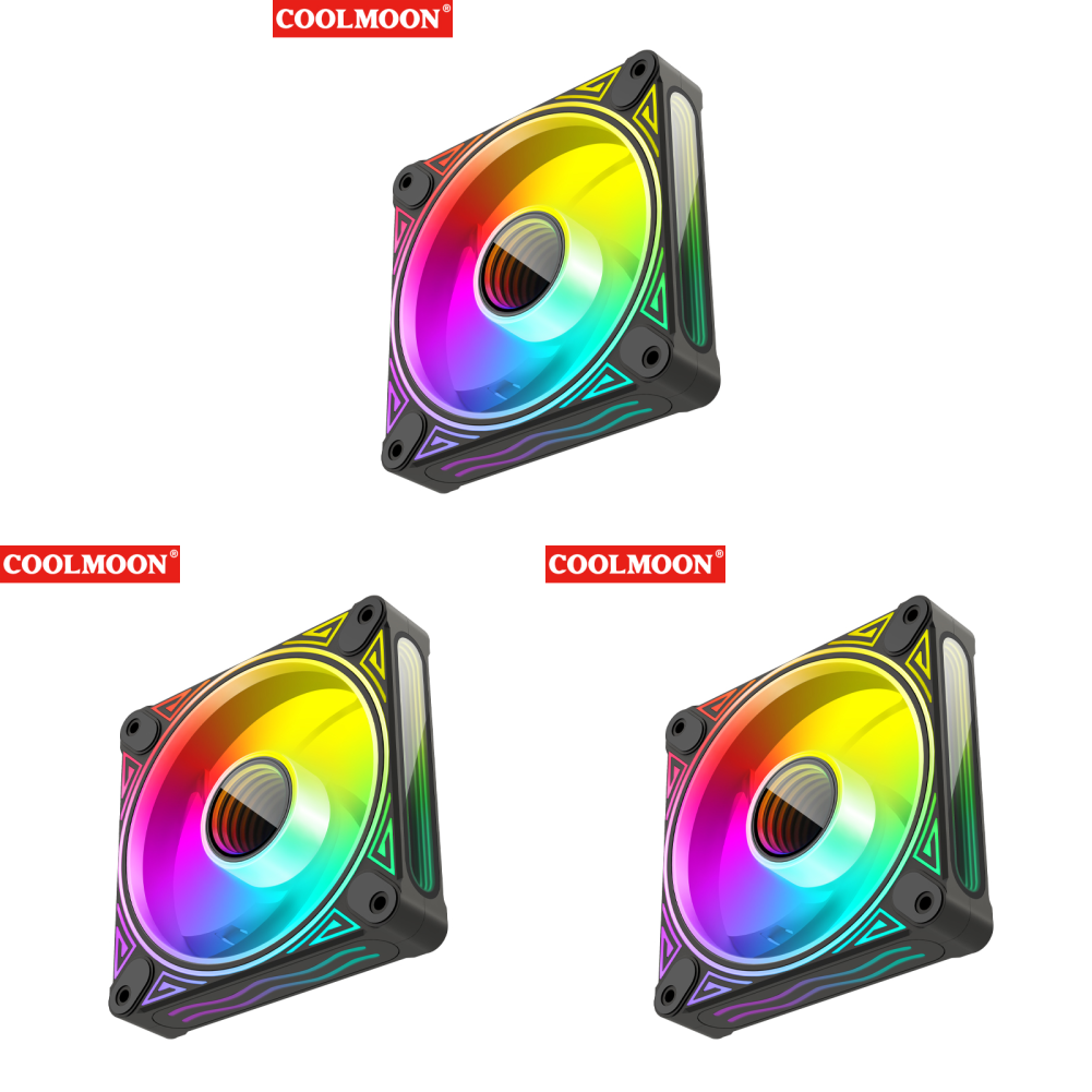 thumbnail image 3 of DM1 5V 3PIN ARGB 12V 4PIN PWM ventilador con cubierta de PC luminoso (negro positivo, 3 of 9
