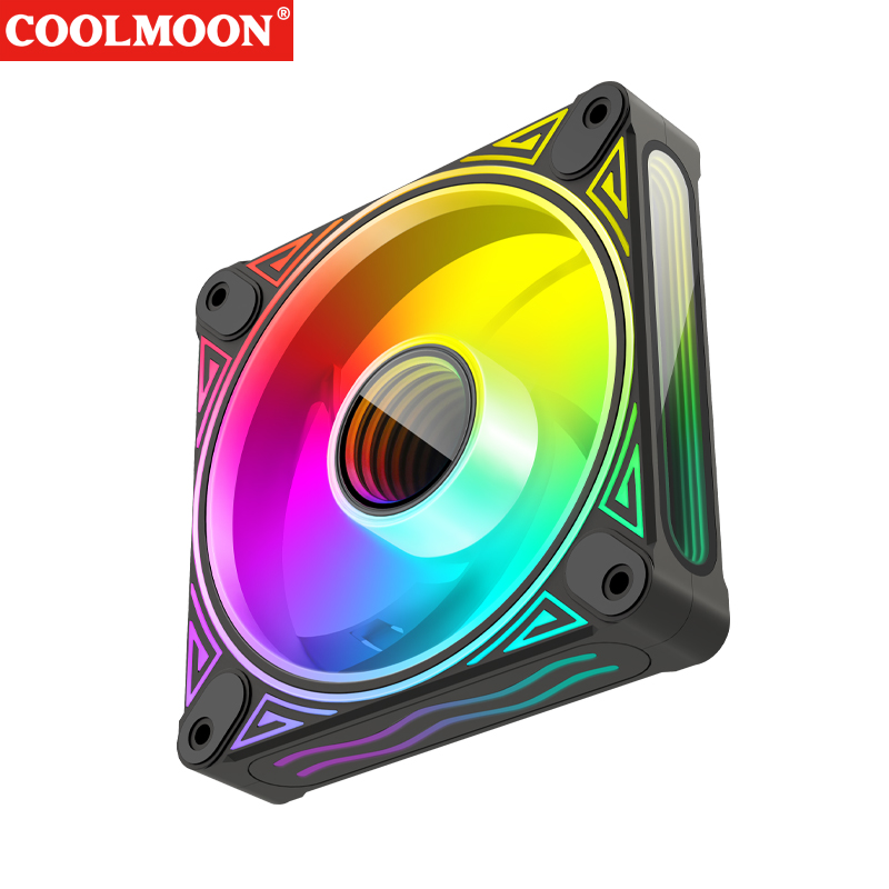 thumbnail image 4 of DM1 5V 3PIN ARGB 12V 4PIN PWM ventilador con cubierta de PC luminoso (negro positivo, 4 of 9