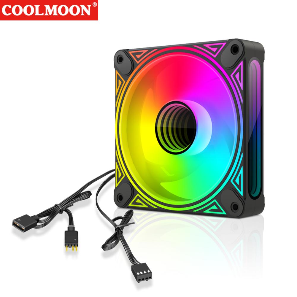 thumbnail image 1 of DM1 5V 3PIN ARGB 12V 4PIN PWM ventilador con cubierta de PC luminoso (negro positivo, 1 of 9