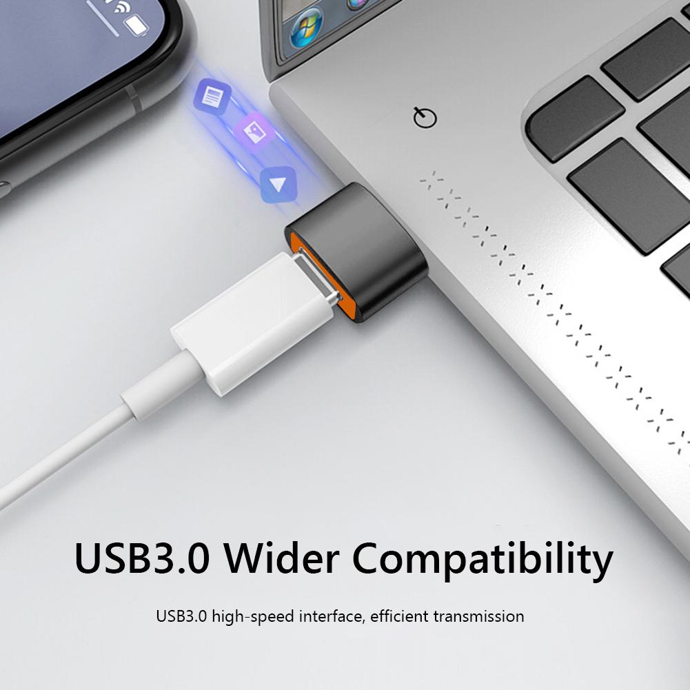 thumbnail image 1 of Adaptador OTG 6A Type-C a USB3.0 para PC (1 pieza negro), 1 of 7
