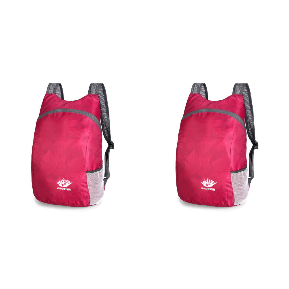 thumbnail image 5 of Mochila plegable Ehuebsd impermeable para viajes al aire libre rosa rojo 2 uds, 5 of 7