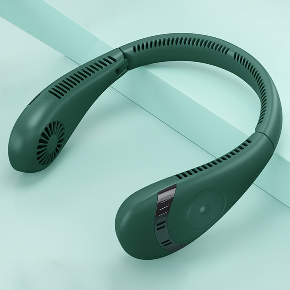 thumbnail image 1 of Ventilador de cuello colgante de 5000 mAh Ventiladores silenciosos sin aspas recargables por USB Sport Green, 1 of 3