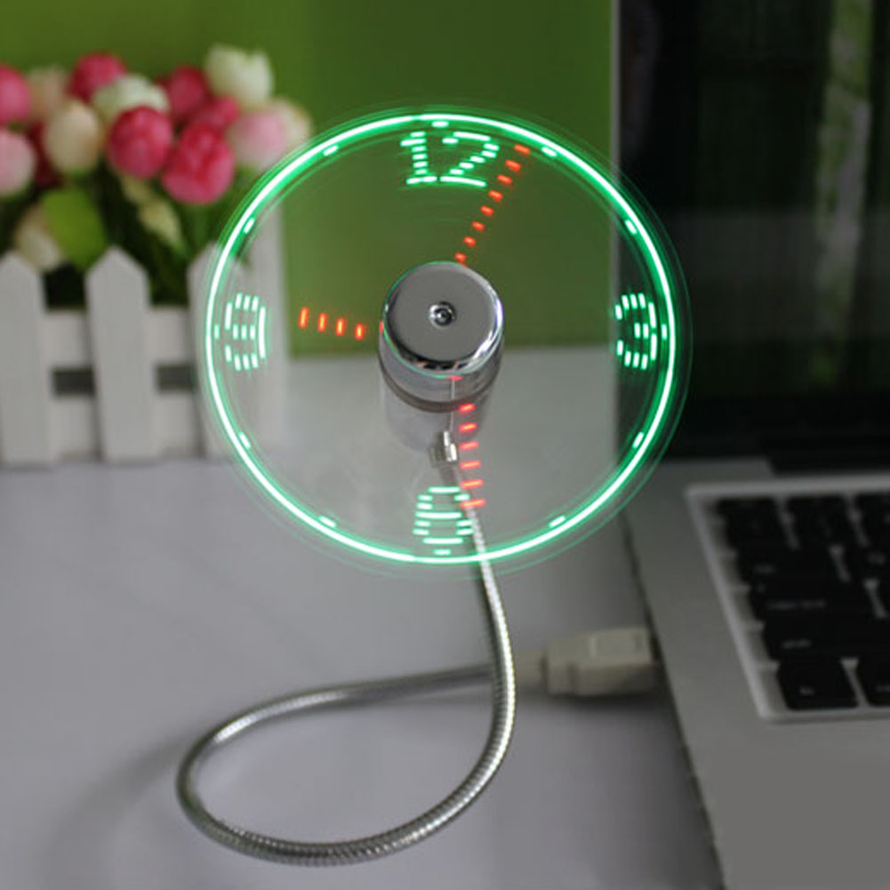 thumbnail image 5 of Ventilador USB Reloj de tiempo de mano flexible de 5 V con luz LED para acampar en el coche de la playa, 5 of 9