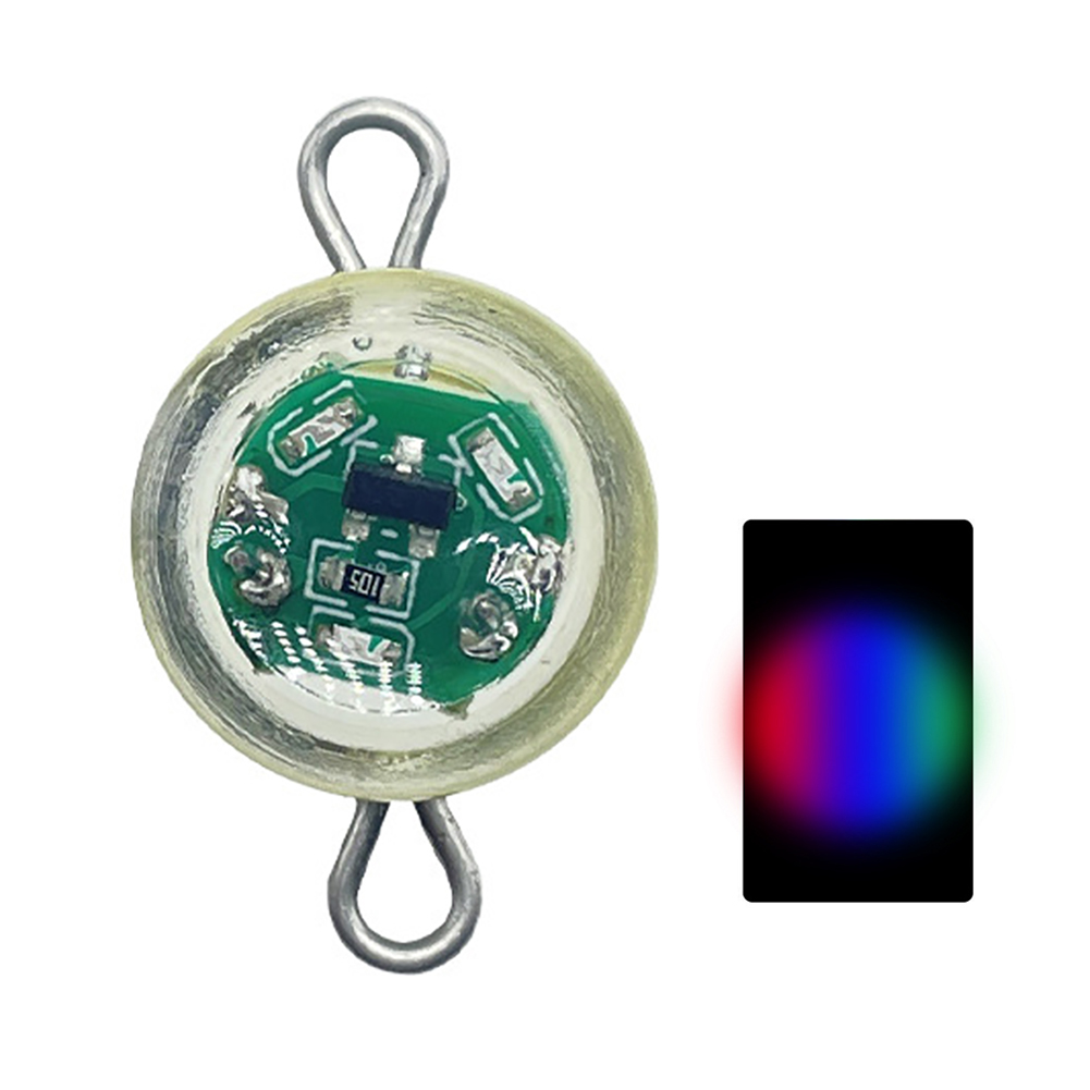 Lámpara LED para atraer peces, minilámpara duradera para aparejos de pesca (flash circular tricolor), 500 Uds.