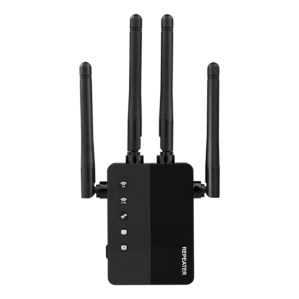 Repetidor WLAN Banda Dual 2.4G 5.8G Amplificador WiFi 4 Antenas Externas Puerto 2xLAN