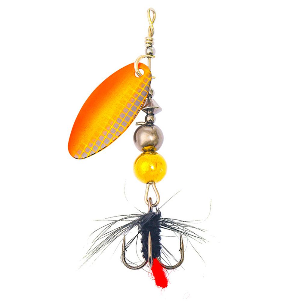 thumbnail image 5 of Señuelo de pesca con cuchara, cebo giratorio de Metal, plumas, anzuelo triple (E), naranja, 4 Uds., 5 of 9