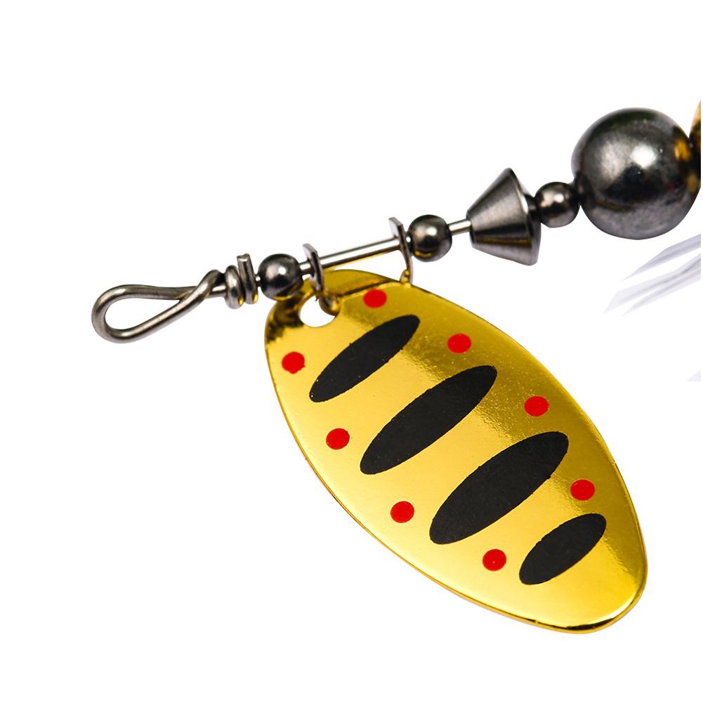 thumbnail image 2 of Señuelo de pesca con cuchara, cebo giratorio de Metal, plumas, anzuelo triple (E), naranja, 4 Uds., 2 of 9