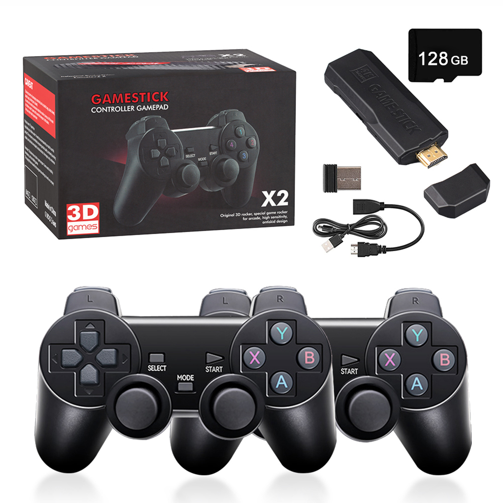 Juego de controlador 4K Mango de juego retro para el hogar para niños Regalo para niños (128G)
