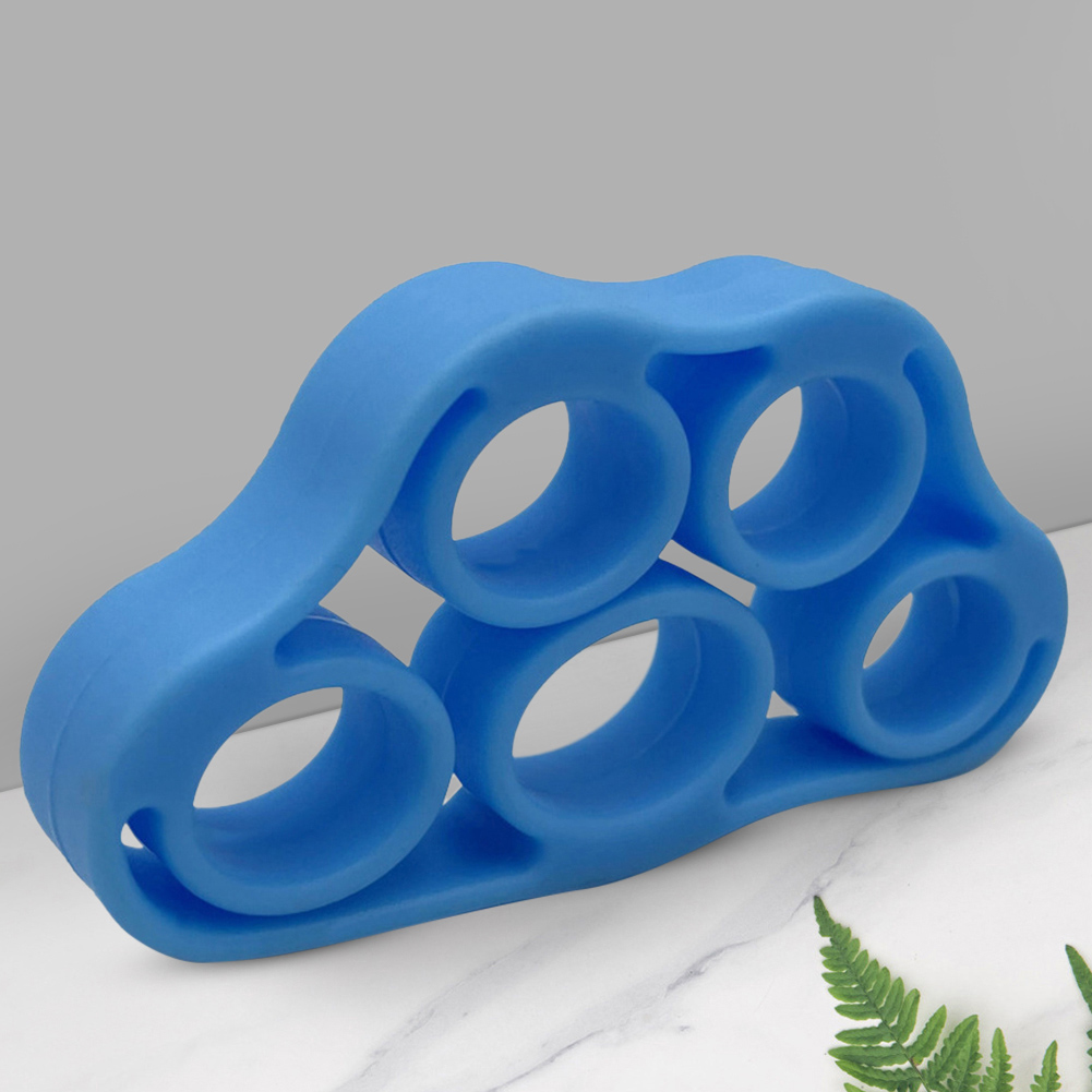 thumbnail image 4 of Banda 5 Finger Hand Grip Elástico Silicona para Gimnasio Fitness Training (6.6LB) Azul, 4 of 5