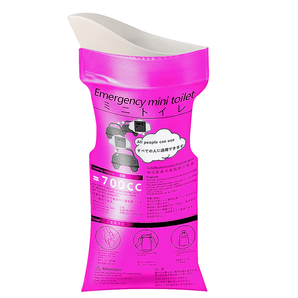 thumbnail image 4 of Bolsas de orina Bolsa de coche de 700 ml Orina desechable portátil para atasco de tráfico Rosa, 4 of 6