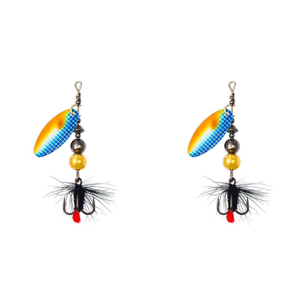 thumbnail image 5 of Cuchara Pesca Señuelo Giratorio Metal Spinner Cebo Plumas Gancho triple (D) Azul, 5 of 5