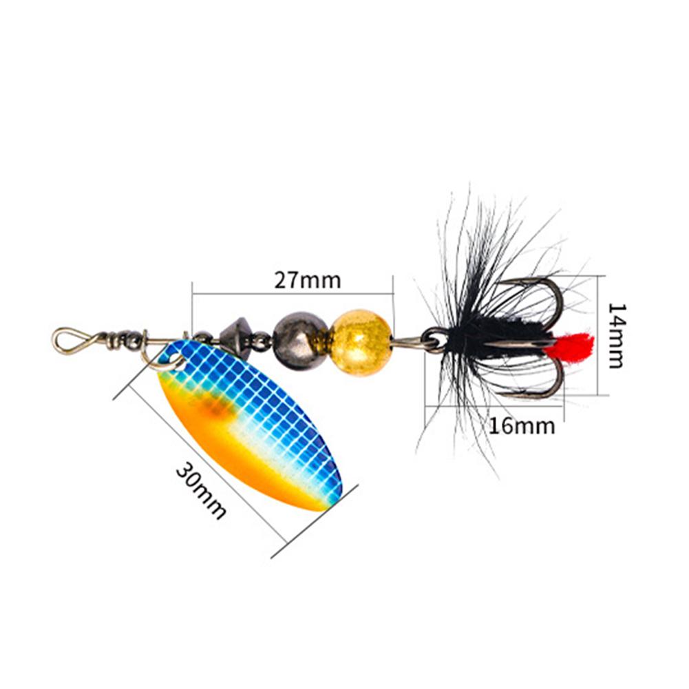 thumbnail image 2 of Cuchara Pesca Señuelo Giratorio Metal Spinner Cebo Plumas Gancho triple (D) Azul, 2 of 5