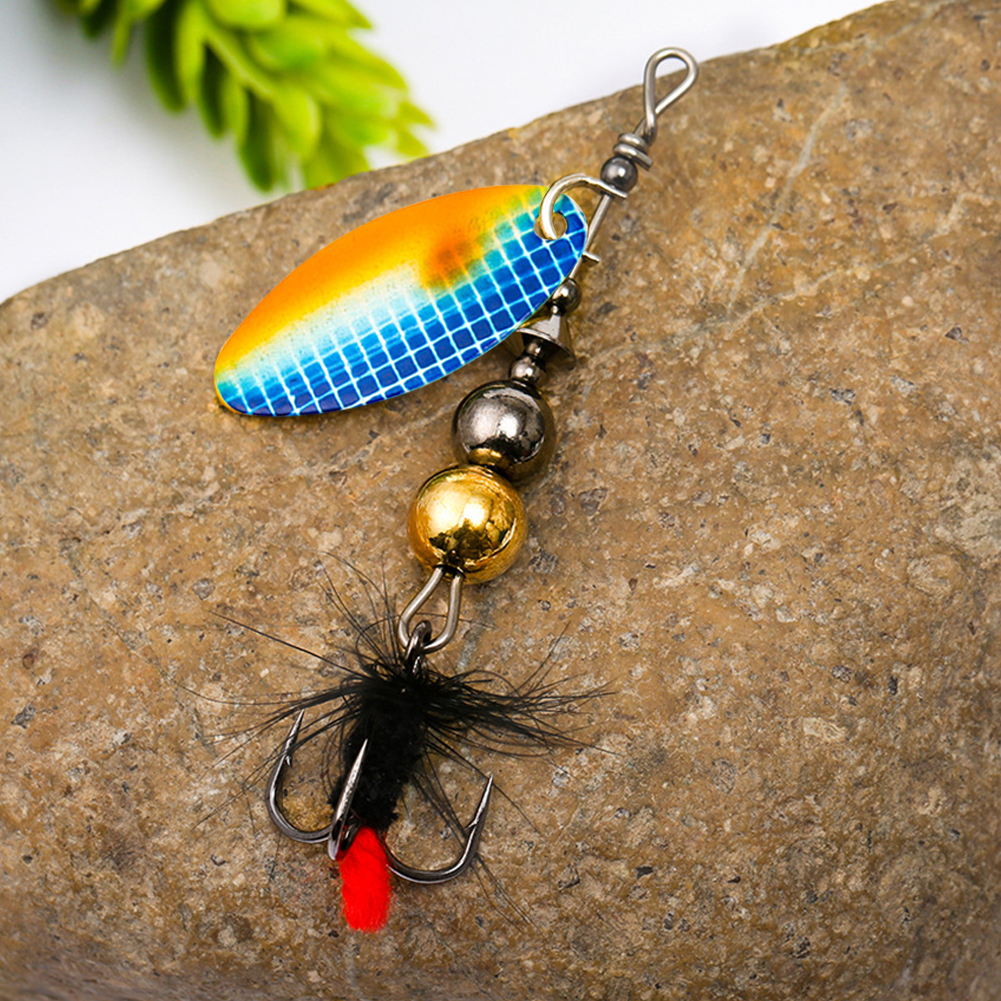 thumbnail image 4 of Cuchara Pesca Señuelo Giratorio Metal Spinner Cebo Plumas Gancho triple (D) Azul, 4 of 5
