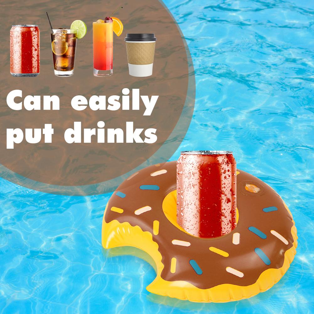 thumbnail image 3 of Copa de bebida Soporte inflable Donut Flotador Fiesta en la piscina Posavasos de agua Marrón, 3 of 7