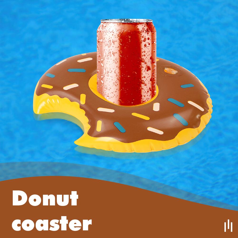 thumbnail image 4 of Copa de bebida Soporte inflable Donut Flotador Fiesta en la piscina Posavasos de agua Marrón, 4 of 7