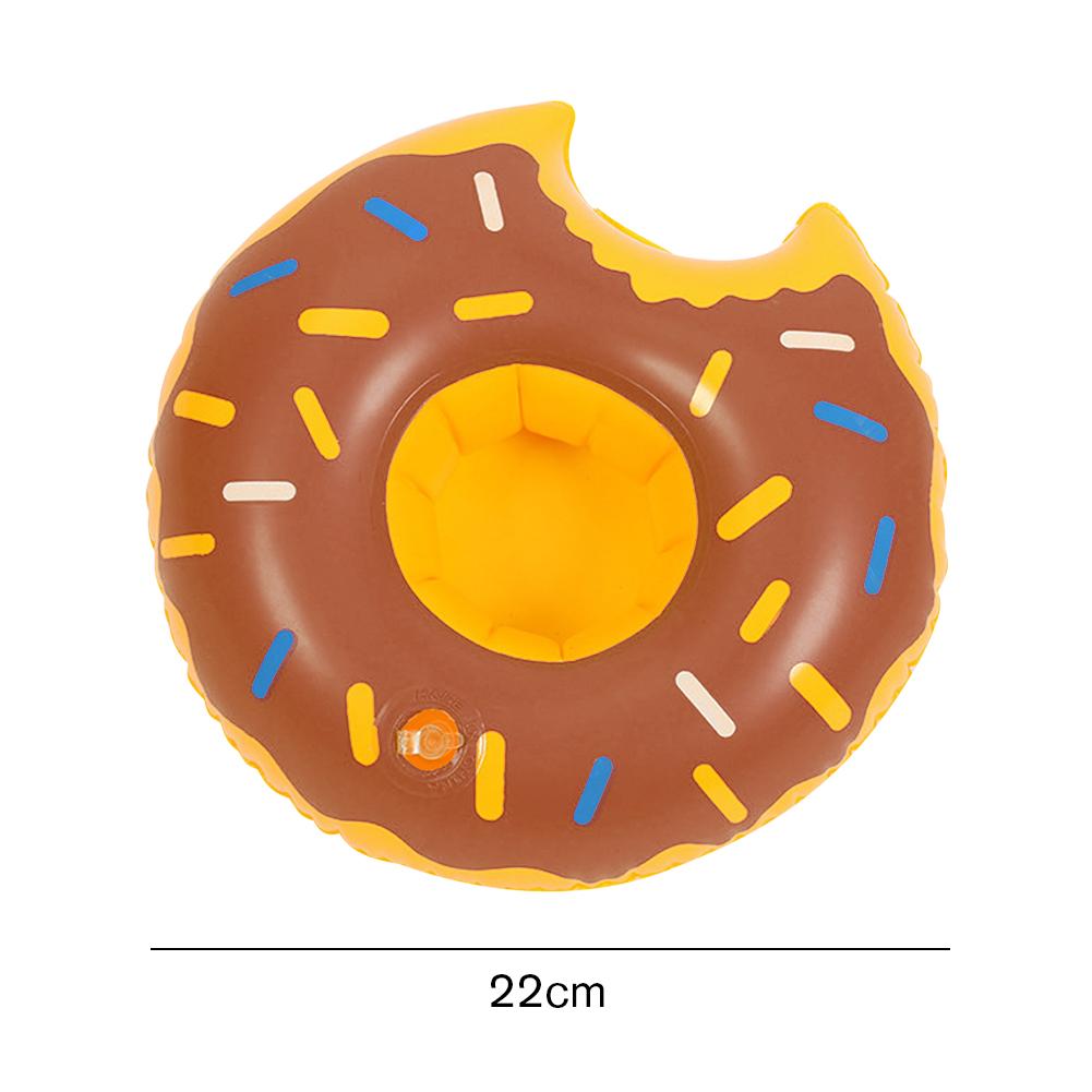 thumbnail image 2 of Copa de bebida Soporte inflable Donut Flotador Fiesta en la piscina Posavasos de agua Marrón, 2 of 7