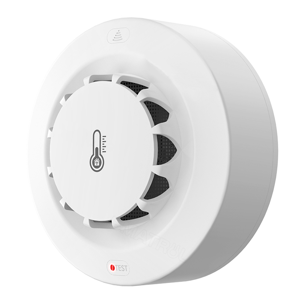 thumbnail image 1 of Detector de humo WiFi de 2 piezas con sensor de temperatura y humedad 2 Advertencia de incendio de 4 GHz, 1 of 9