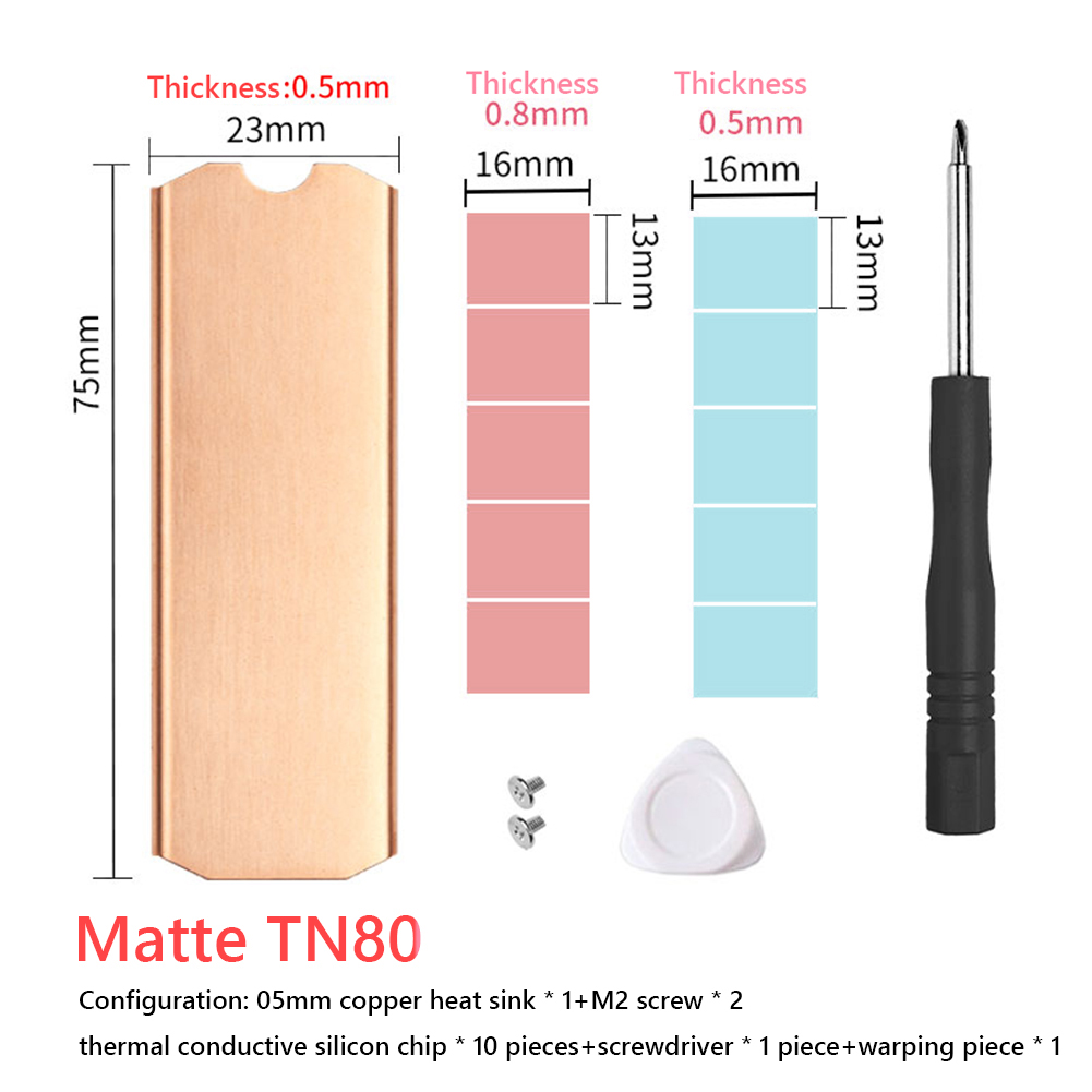 thumbnail image 2 of Disipador de calor de disco duro, cobre, ligero, 0,5 mm, 401 W, para M.2 2242 2280 NVMe SSD, 2 of 9