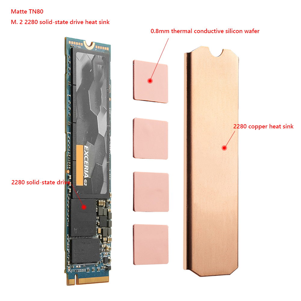 thumbnail image 5 of Disipador de calor de disco duro, cobre, ligero, 0,5 mm, 401 W, para M.2 2242 2280 NVMe SSD, 5 of 9