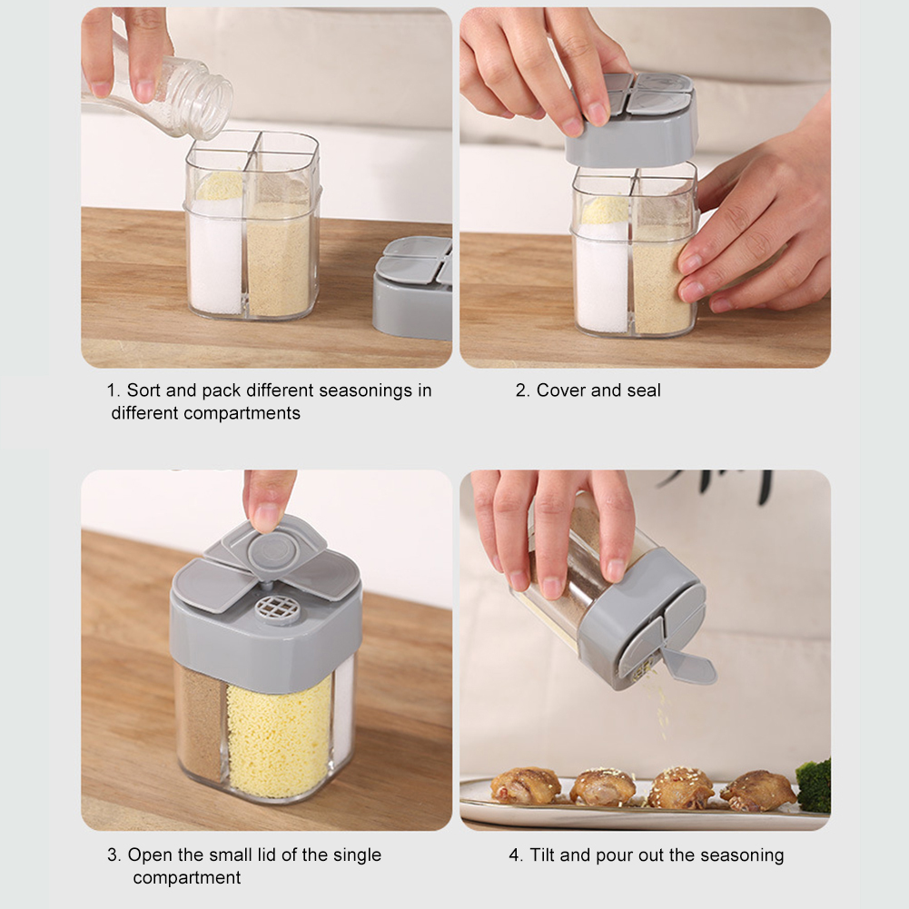 thumbnail image 4 of Tarro de condimentos 4 en 1, caja de almacenamiento de condimentos para barbacoa de 4 compartimentos, accesorios para acampar, 4 of 9