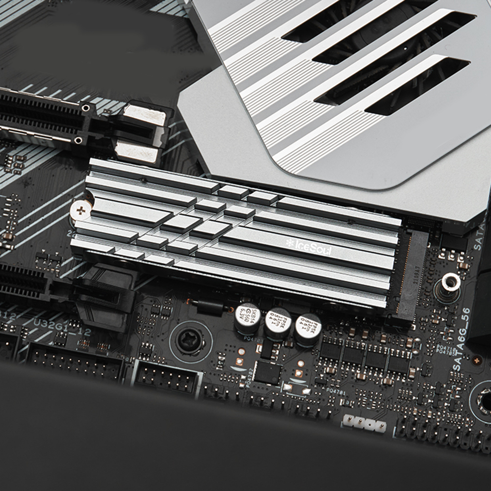 thumbnail image 1 of Disipador de calor SSD M.2 de disco duro de estado sólido enfriador de aluminio para NVME 2280 (gris), 1 of 5