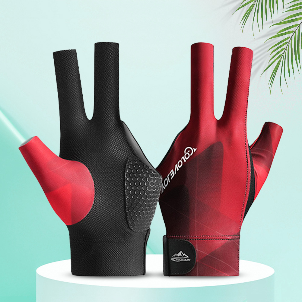thumbnail image 4 of Guantes de Billar Dedo Abierto Transpirable Poliéster Entrenamiento Amateur ( ) Negro Rojo, 4 of 5