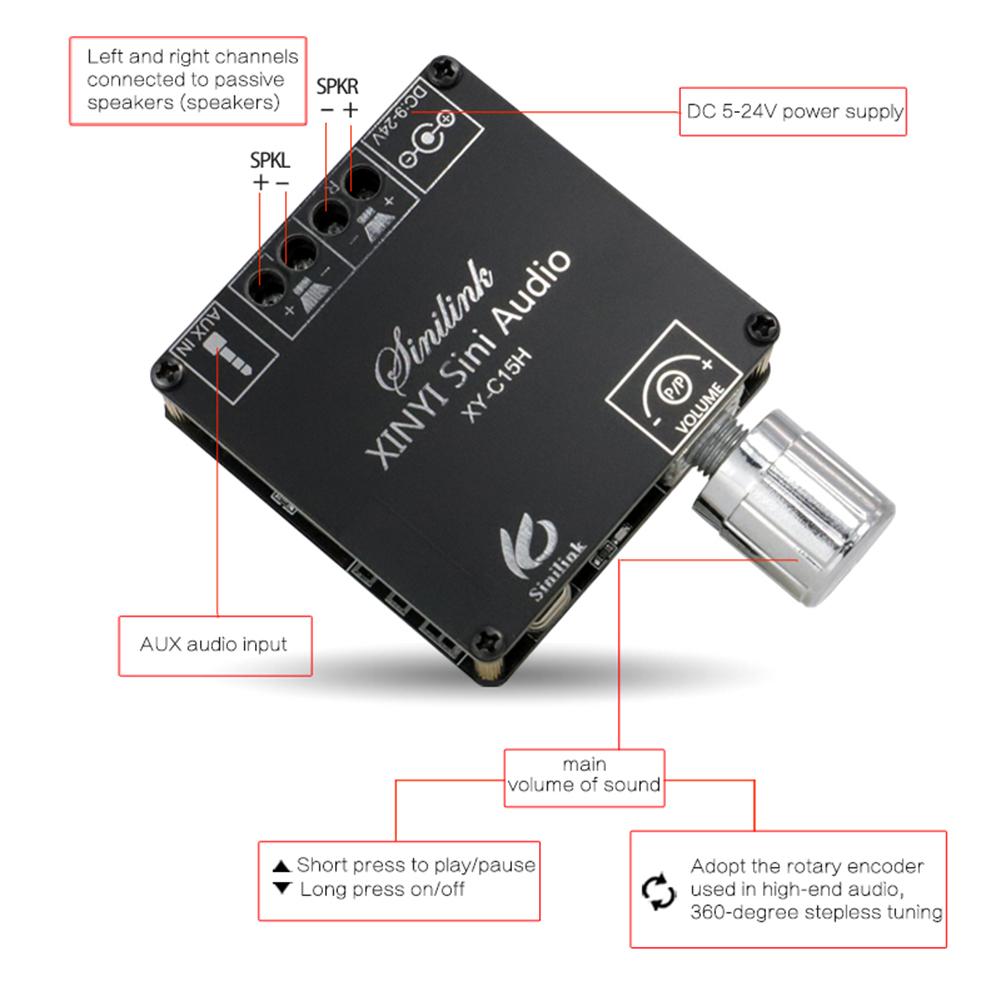 thumbnail image 1 of Amplificador de audio de control de aplicación XY-C15H 20Wx2 Conjunto de placa compatible con Bluetooth, 1 of 9