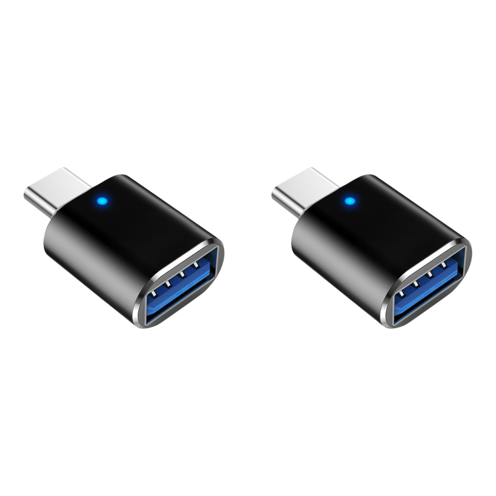 thumbnail image 3 of 2 uds conector adaptador tipo C a USB OTG Ehuebsd indicador LED carga rápida 3A negro, 3 of 5