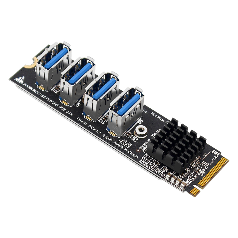 thumbnail image 3 of Expansión de tarjeta M.2 Mkey a 4 PCI-E Riser USB3.0 de alta velocidad para computadoras de escritorio, 3 of 9