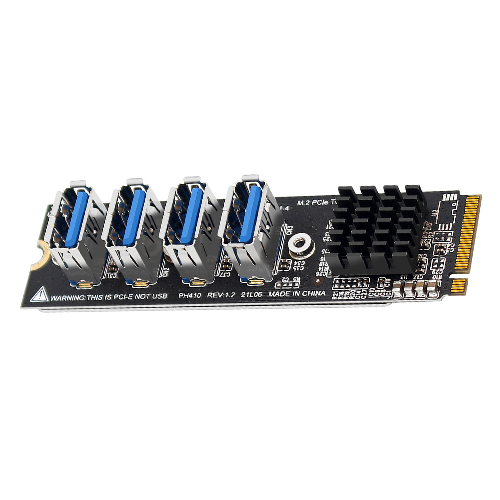 thumbnail image 4 of Expansión de tarjeta M.2 Mkey a 4 PCI-E Riser USB3.0 de alta velocidad para computadoras de escritorio, 4 of 9